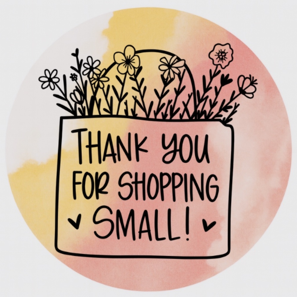 Thank You for Shopping Small Sticker – Small Business Packaging Labels – Cute - Picture 1 of 3
